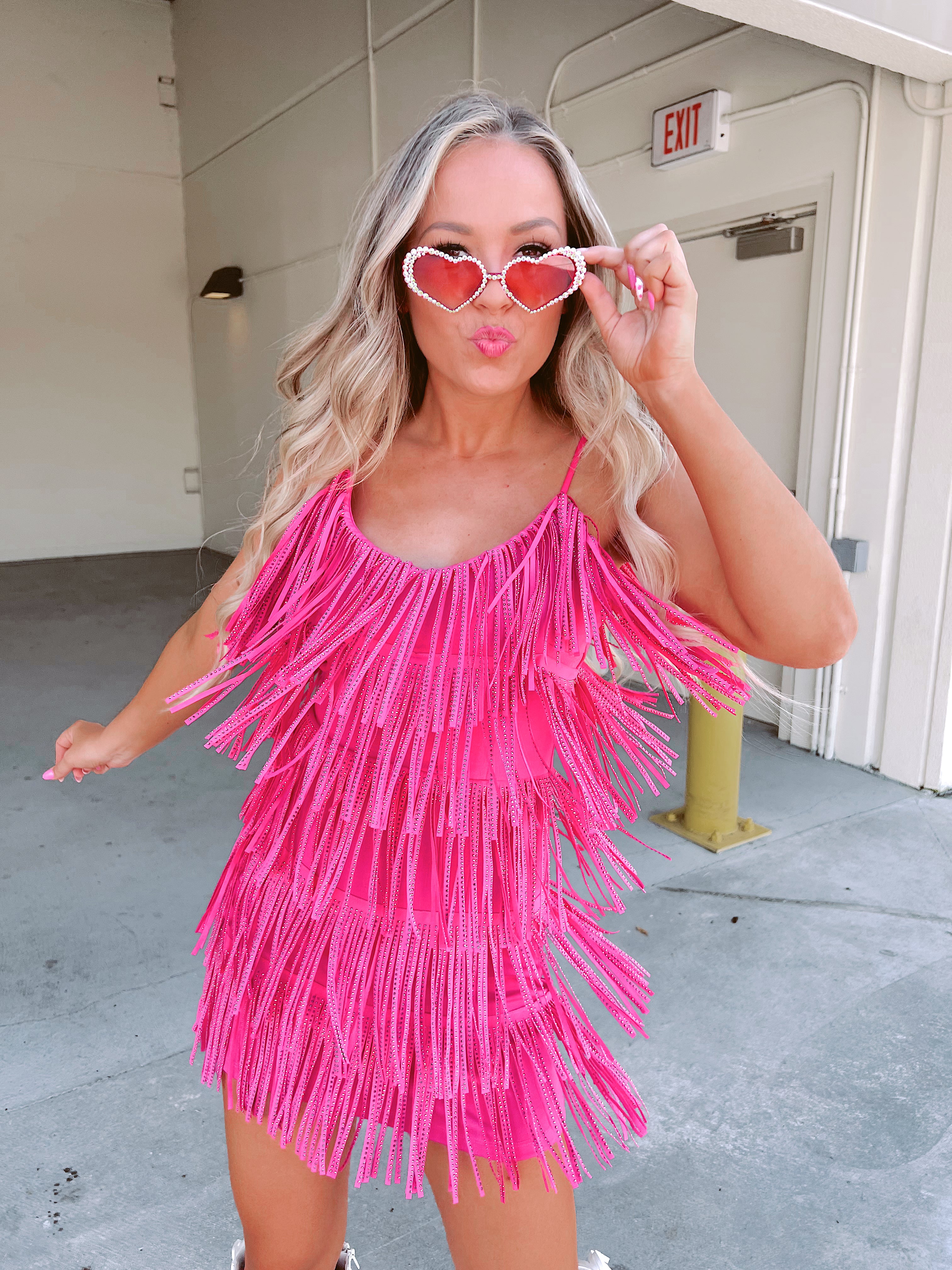 Rhinestone Diva Fringe Dress - Pink ...